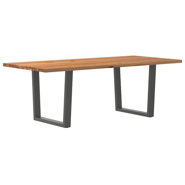 vidaXL Table à manger avec bord naturel 220x100x74cm bois massif chêne