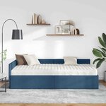 vidaXL Cadre de lit d'angle avec matelas 2 pc Bleu 90 x 190 cm tissu