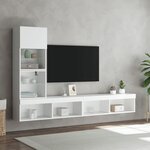 vidaXL Unités murales TV avec LED 4 Pièces blanc bois d'ingénierie