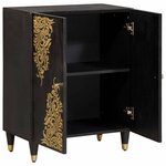 vidaXL Buffet Noir 60 x 33 x 75 cm Bois de mangue massif