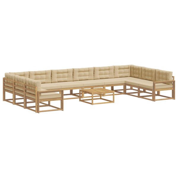 vidaXL Ensemble de canapés d'extérieur 11 pc Blanc et Beige