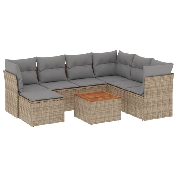 vidaXL Salon de jardin avec coussins 8Pièces mélange beige résine tressée