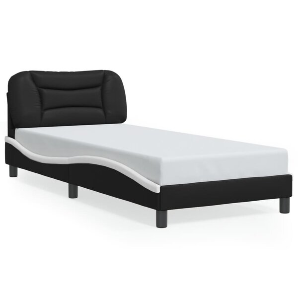 vidaXL Cadre de lit sans matelas Hvar noir et blanc 90x200 cm similicuir