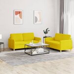 vidaXL Ensemble de canapés 2 Pièces avec coussins Jaune clair Tissu