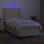 vidaXL Sommier à lattes de lit matelas et LED Crème 90x190 cm Tissu