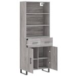 vidaXL Buffet haut Sonoma gris 69 5x34x180 cm Bois d'ingénierie