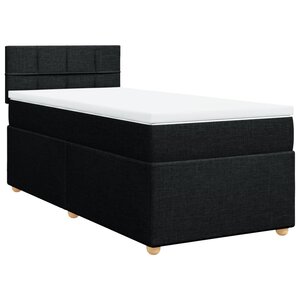 vidaXL Sommier à lattes de lit avec matelas noir 90x190 cm simple tissu