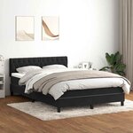 vidaXL Sommier à lattes de lit avec matelas noir 160x220 cm velours