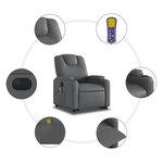 vidaXL Fauteuil inclinable de massage électrique gris similicuir