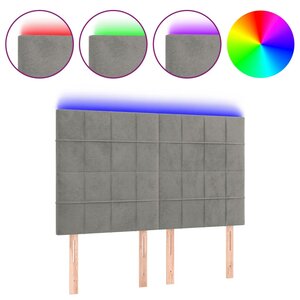 vidaXL Tête de lit à LED Gris clair 144x5x118/128 cm Velours