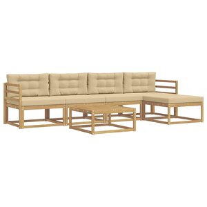 vidaXL Ensemble de canapés d'extérieur 6 pc Blanc et Beige Polyester