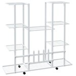 vidaXL Jardinière avec roues 94 5x24 5x91 5 cm Blanc Fer