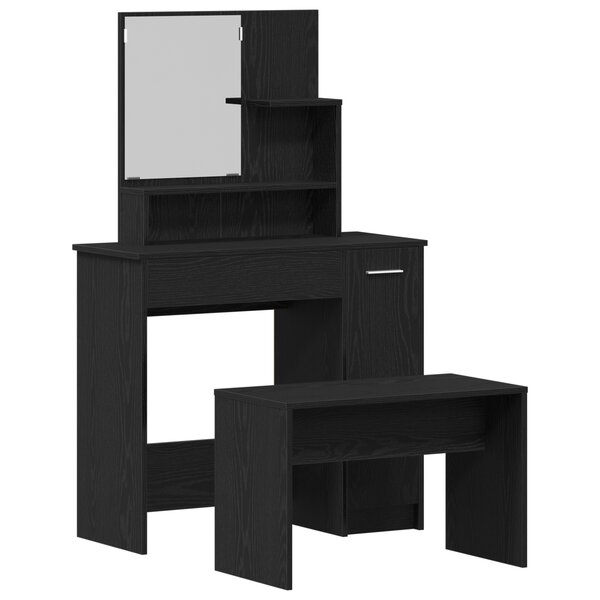 Ensemble de table de maquillage vidaXL en chêne noir en bois d'ingénierie