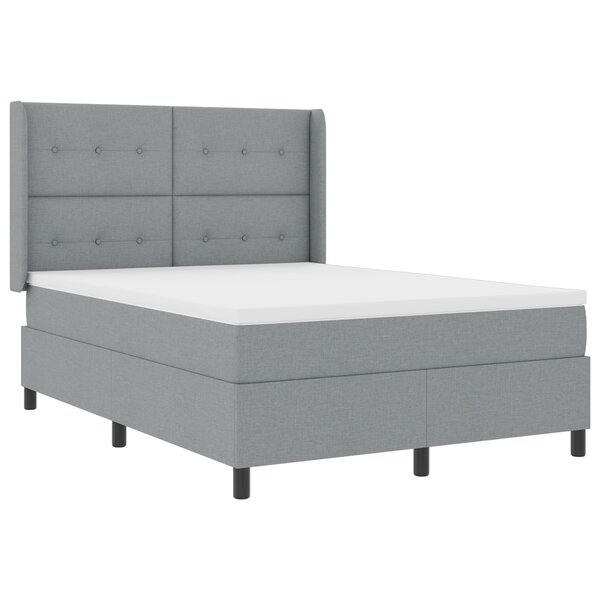 Lit Box Spring vidaXL avec Matelas et Lumière LED Gris clair 160x200 cm Tissu