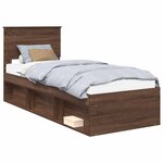 vidaXL Cadre de lit avec tête de lit Chêne brun 75 x 190 cm Pin massif