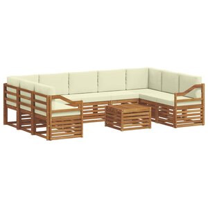 vidaXL Ensemble de canapés d'extérieur 10 pc Naturel et Crème