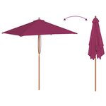 vidaXL Parasol d'extérieur avec mât en bois 150x200 cm rouge bordeaux