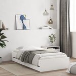 vidaXL Cadre de lit avec tiroirs blanc 90x190 cm bois d'ingénierie