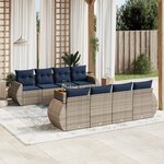 vidaXL Salon de jardin 9 Pièces avec coussins gris résine tressée