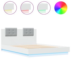 vidaXL Cadre de lit avec LED sans matelas blanc 150x200 cm