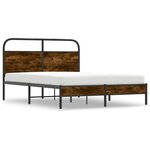 vidaXL Cadre de lit sans matelas 140x200 cm chêne fumé bois ingénierie