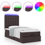 vidaXL Lit ottoman avec matelas et LED marron foncé 90x200 cm tissu