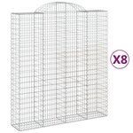 vidaXL Paniers à gabions arqués 8 Pièces 200x50x220/240 cm Fer galvanisé