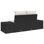 vidaXL Canapé de jardin 2 places avec rangement et coussins en rattan noir poly