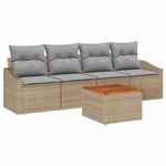 vidaXL Ensemble de canapé de jardin 5 Pièces Beige Poly rotin