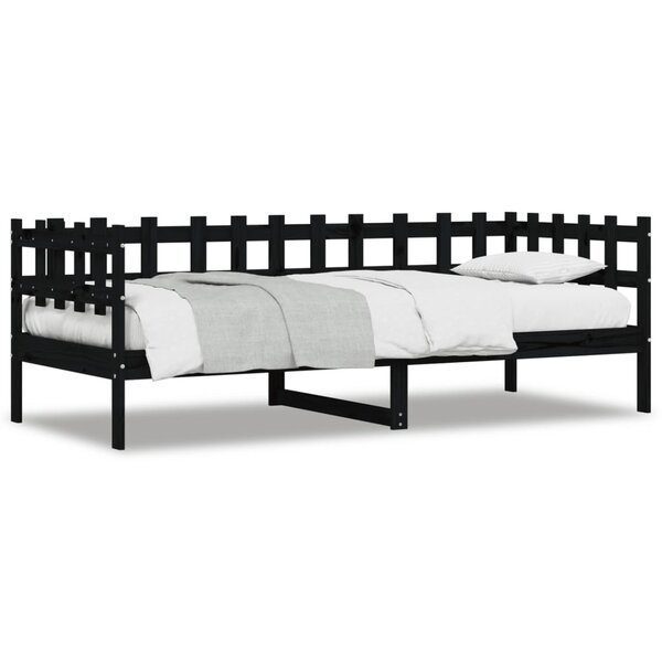 vidaXL Lit de jour sans matelas noir 80x200 cm bois de pin massif