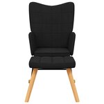 vidaXL Chaise à bascule avec tabouret Noir Tissu
