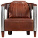 vidaXL Fauteuil en style d'aviation marron cuir véritable