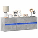 vidaXL Meuble TV mural avec lumières LED gris béton 130x31x45 cm