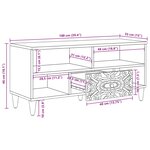 vidaXL Meuble TV Marron 100 x 33 5 x 46 cm Bois de mangue massif