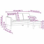 vidaXL Canapé 3 places avec chaise longue en L vert clair 160 cm en velours