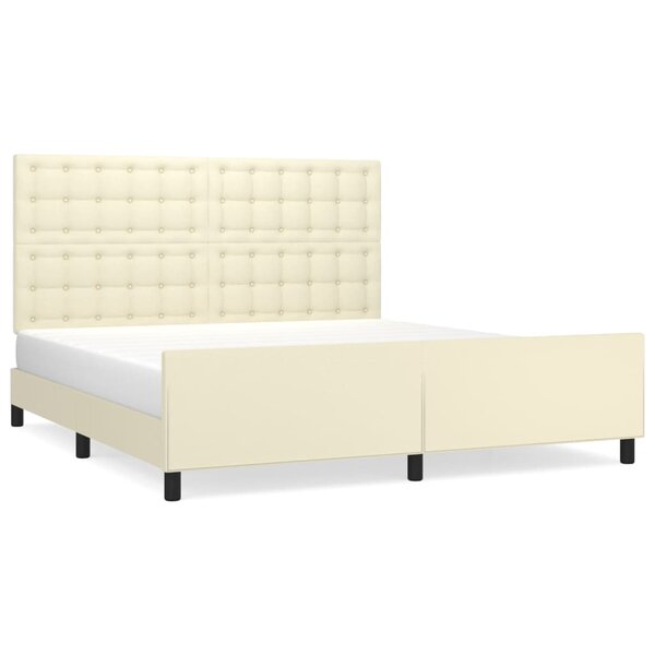 vidaXL Cadre de lit avec tête de lit Crème 160x200 cm Similicuir