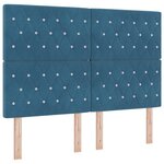 vidaXL Lit à ressort LED avec matelas Bleu foncé 160 x 200 cm tissu