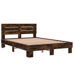 vidaXL Cadre de lit chêne fumé 120x200 cm bois d'ingénierie et métal