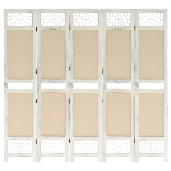 vidaXL Cloison de séparation 5 panneaux Crème 175x165 cm Tissu