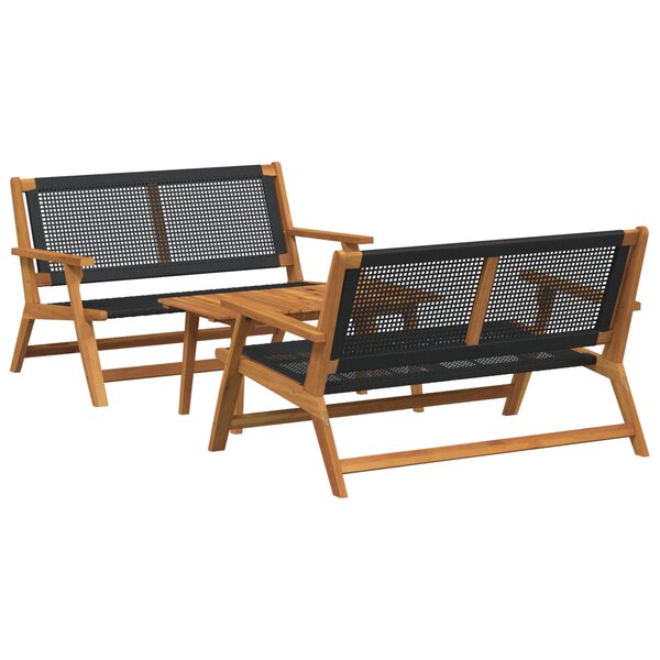 vidaXL Chaises de Jardin avec Table - Ensemble de 3 Pièces en Bois d'Acacia Noir