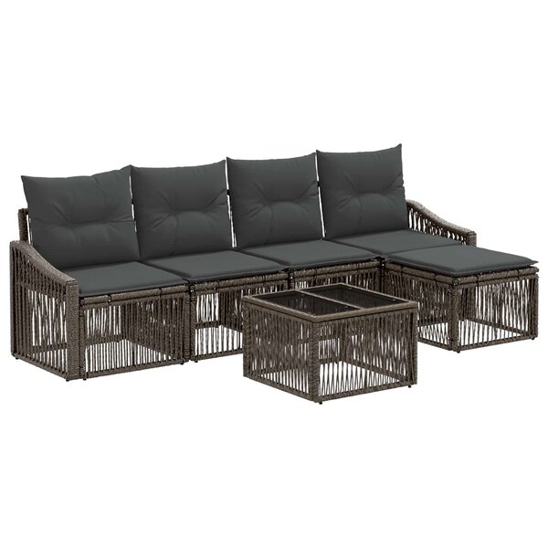vidaXL Ensemble de canapé de jardin 6 Pièces Gris polyrotin