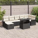 vidaXL Ensemble de Canapé de Jardin 8 Pièces avec Coussins Noir Poly Rattan