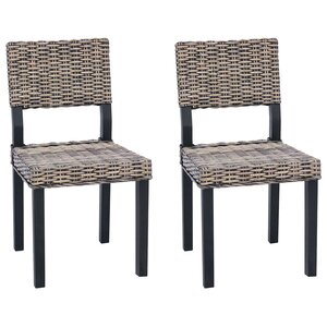 vidaXL Chaise de salle à manger 2 Pièces Noir Blanchi 46 x 55 x 84 cm