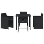 vidaXL Ensemble de salle à manger de jardin de 5 pièces avec coussins Noir Poly Rattan