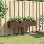vidaXL Jardinières avec étagère 2 Pièces brun 70x28x70 cm résine tressée
