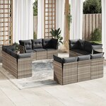 vidaXL Salon de jardin avec coussins 12 Pièces gris clair résine tressée