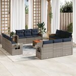 vidaXL Salon de jardin avec coussins 13 Pièces gris résine tressée