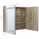 vidaXL Armoire de salle de bain à miroir LED Chêne 80x12x68 cm