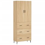 vidaXL Buffet haut Chêne sonoma 69 5x34x180 cm Bois d'ingénierie