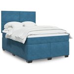 vidaXL Sommier à lattes de lit et matelas bleu 140x190 cm velours